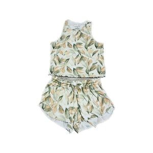 Danskin PJ Set- Crop Muscle Tee and Short Shorts w Nature Print